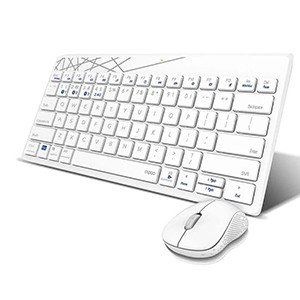 Rapoo 8000M Multi-Mode Keyboard and Mouse Bluetooth 3.0/4.0 Wireless 2.4 GHz 1300 DPI Combo- White