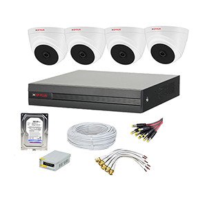 CP Plus 2.4MP (1080p) 4 Pcs HD Dome Camera & 4 Channel DVR Kit With All Accessories