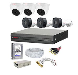 CP Plus 2.4MP (1080P)  6 Pcs CCTV Camera (3 Dome & 3 Bullet) 8 Channel DVR Kit With All Accessories