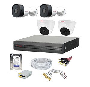 CP Plus 2.4MP (1080p) 4 Pcs CCTV Camera (2 Dome & 2 Bullet) 4 Channel DVR Kit With All Accessories