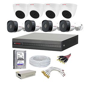 CP Plus 2.4MP (1080P)  8 Pcs CCTV Camera (4 Dome & 4 Bullet) 8 Channel DVR Kit With All Accessories