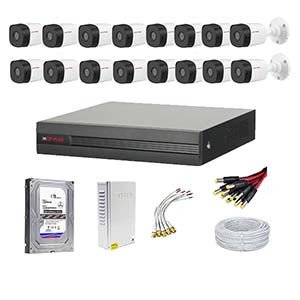 CP Plus 2.4 MP (1080P) 16 Pcs HD Bullet camera & 16 Channel DVR kit With All Accessiors
